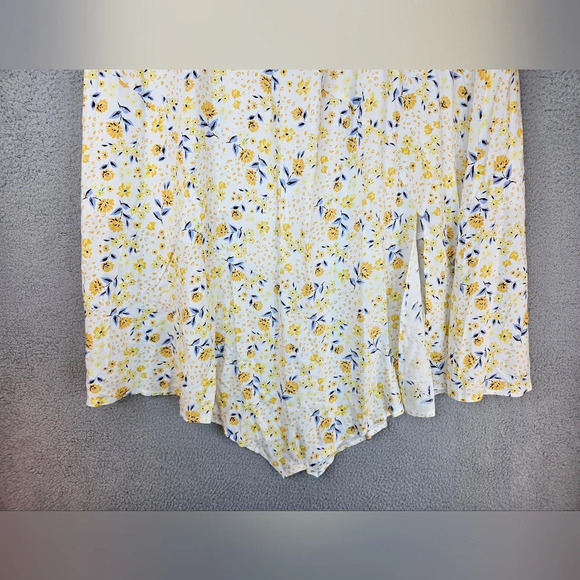 Eloquii Skirt Womens Sz 22 Yellow Floral Elastic Waist Hankerchief Hem - Picture 3 of 12